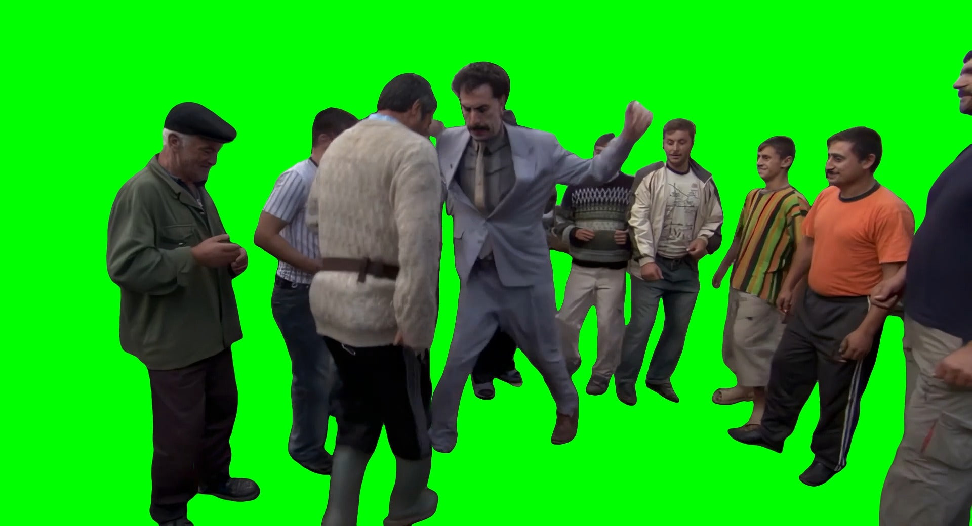 Borat Dancing With Villagers meme (Green Screen)