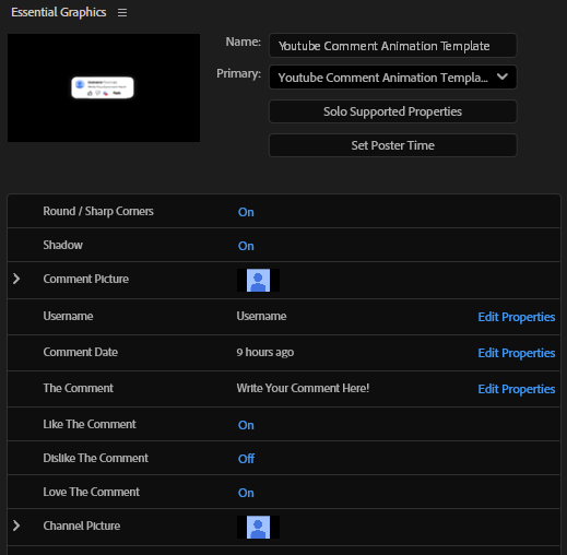 YouTube Comment Animation Template (Light Mode)