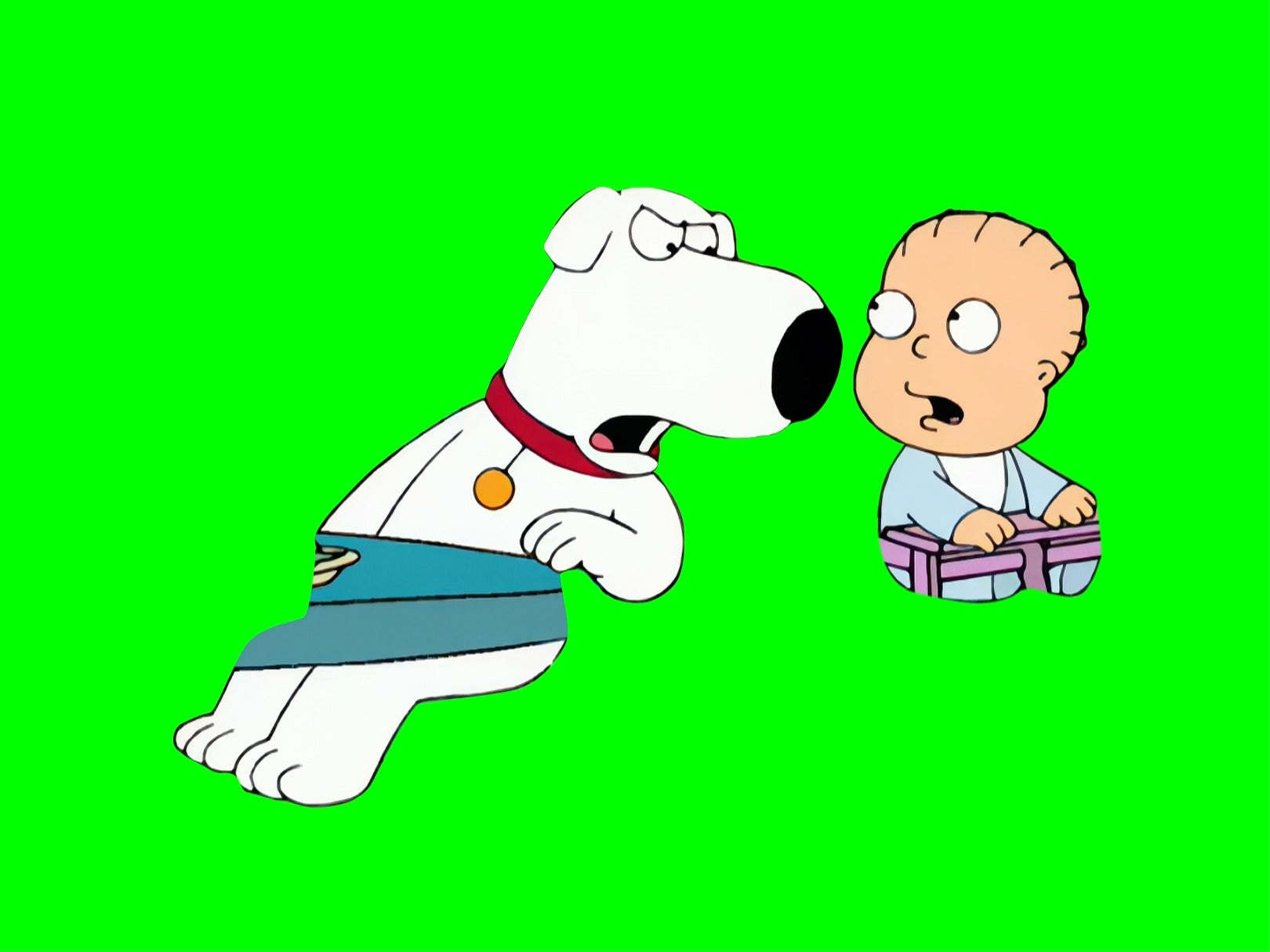 Brian Griffin Screaming At Crying Baby meme - Family Guy (Green Screen)