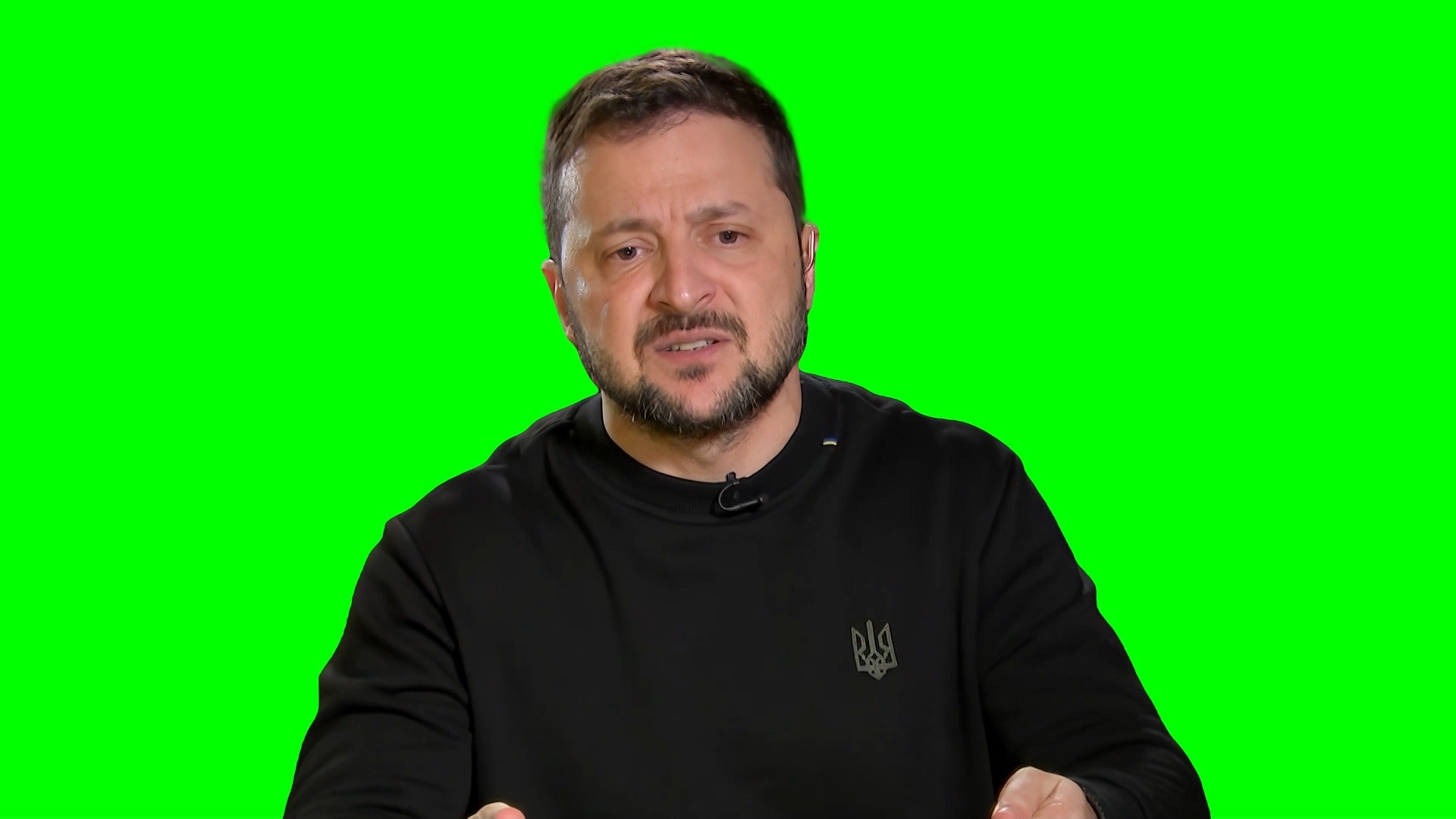 Zelensky saying “Give us credit!” meme (Green Screen)