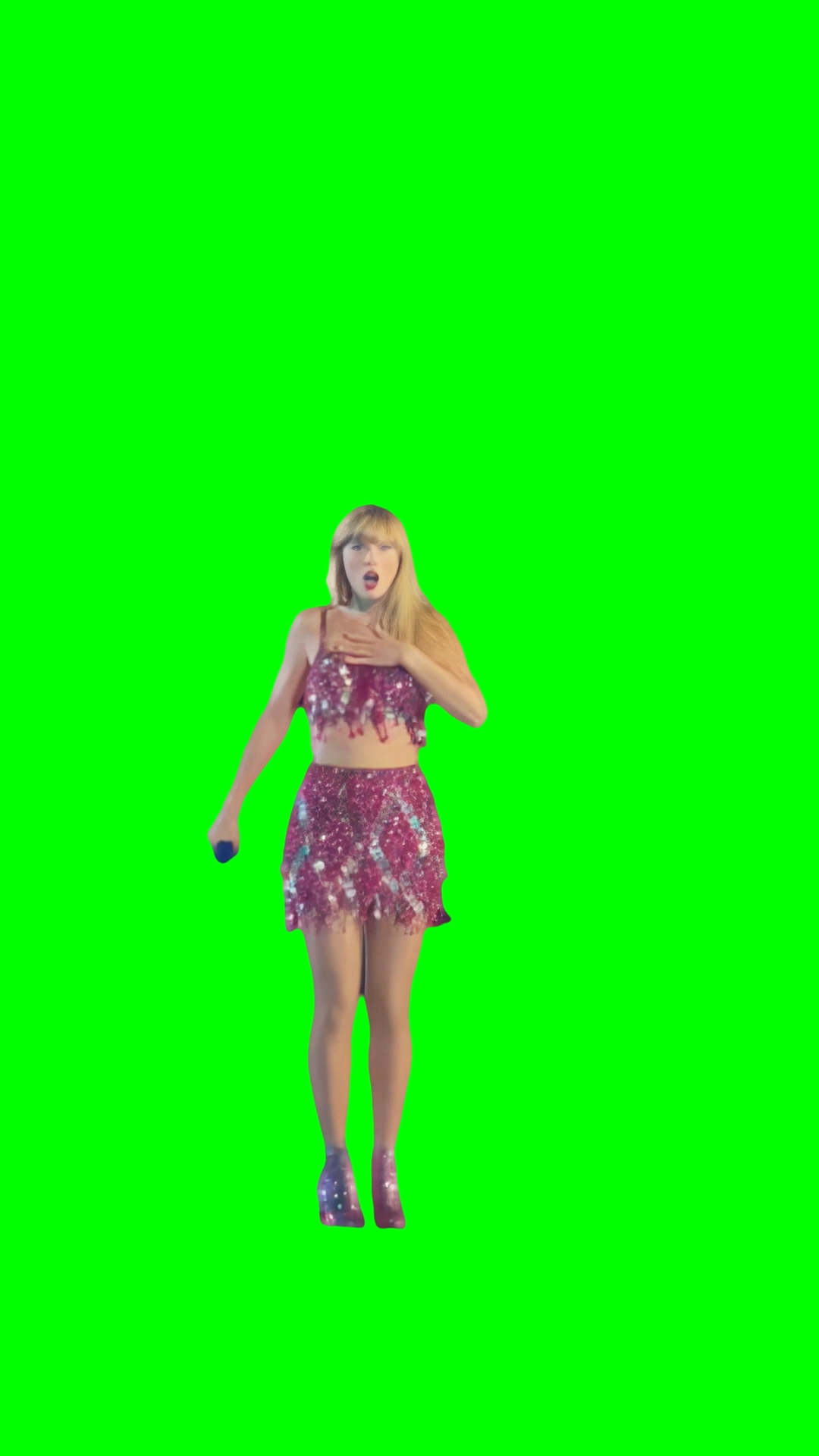 Taylor Swift pointing at a fan - The Eras Tour concert (Green Screen)