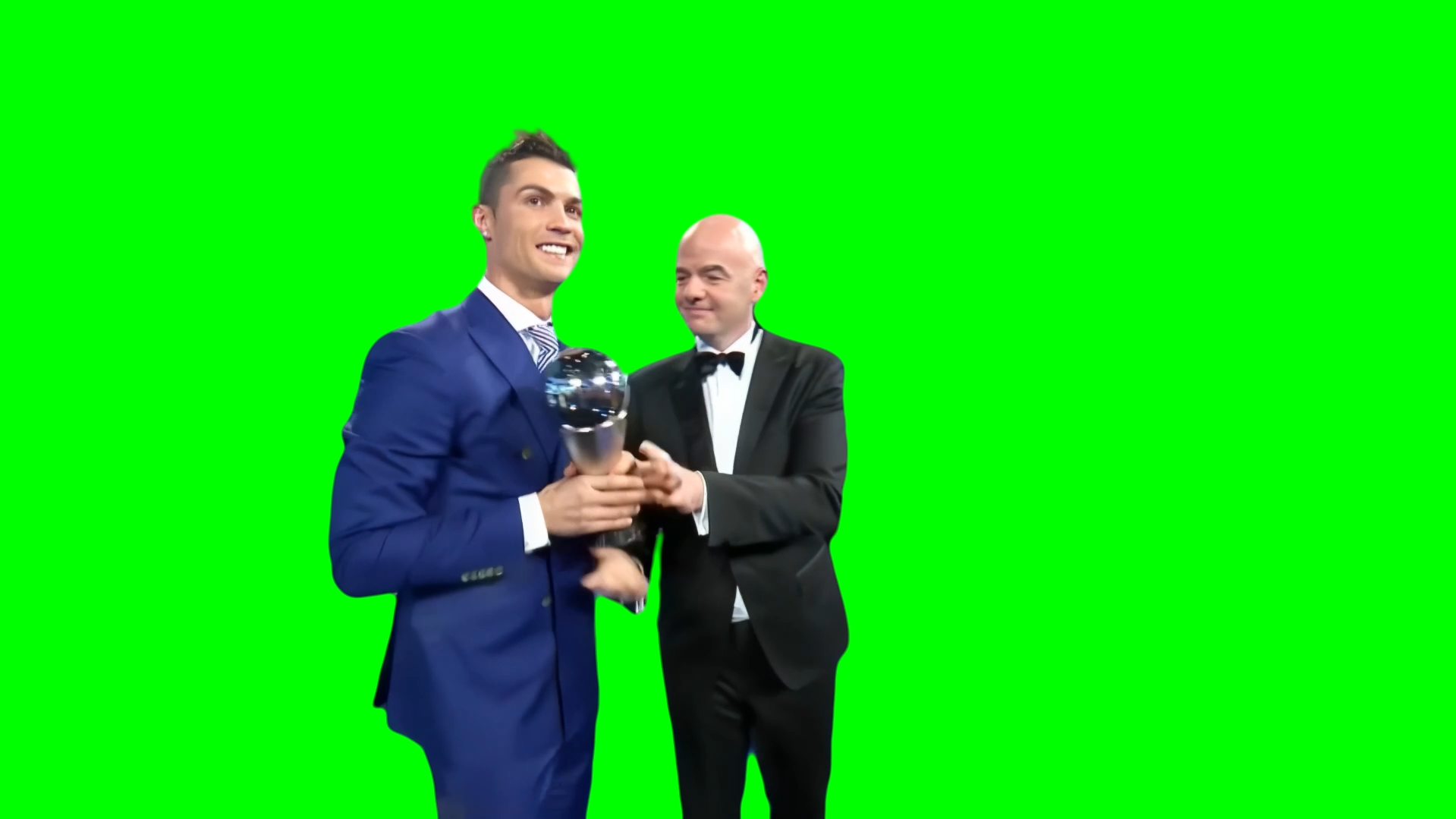 Cristiano Ronaldo collecting the Best Men's Player 2016 Award meme (Green Screen)