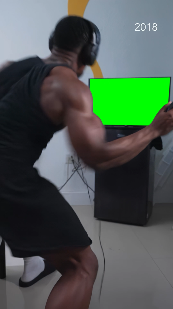 Ashton Hall throwing controller at TV Screen meme V2 (Green Screen)