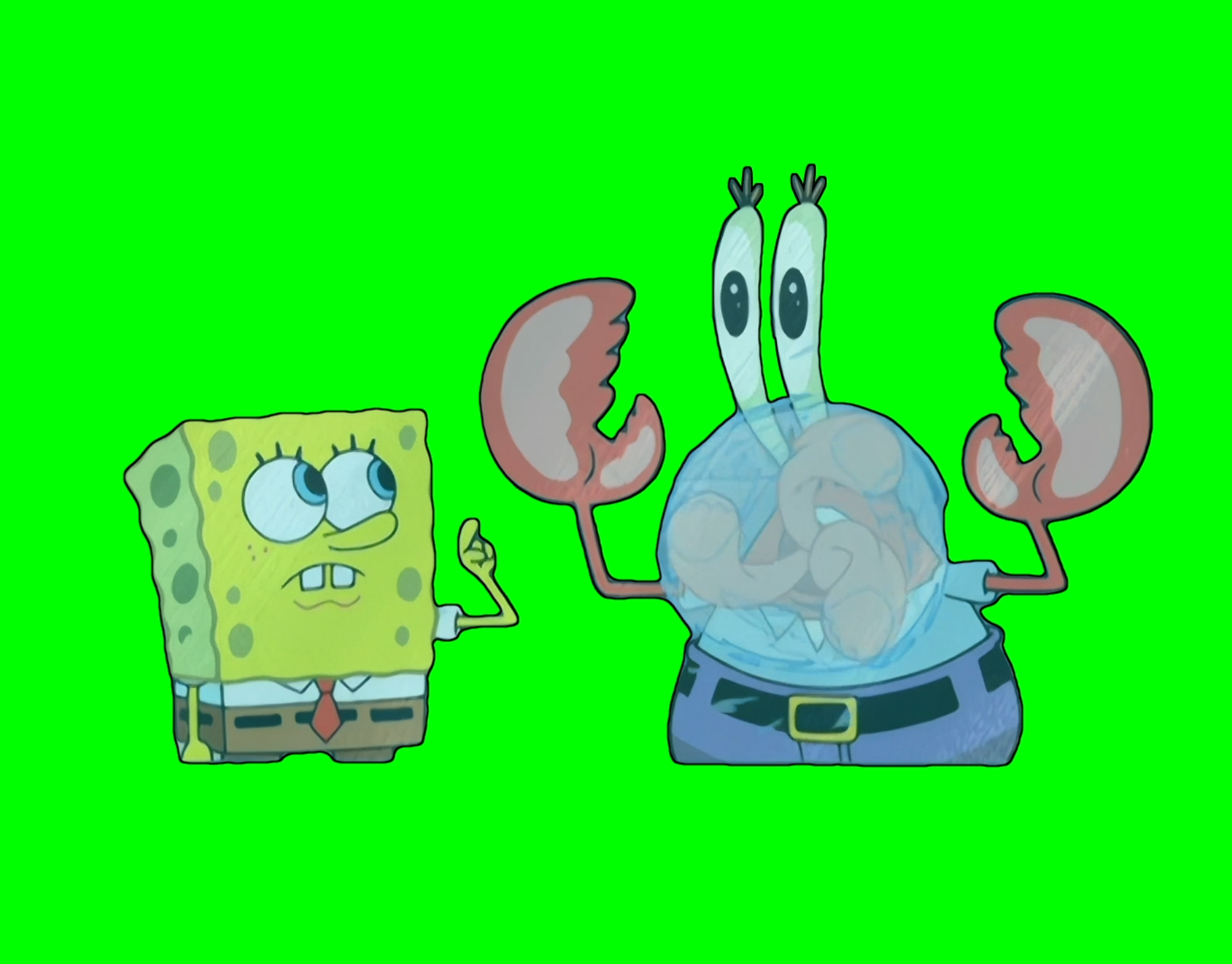 Mr. Krabs licking Glass Window meme - SpongeBob SquarePants (Green Screen)
