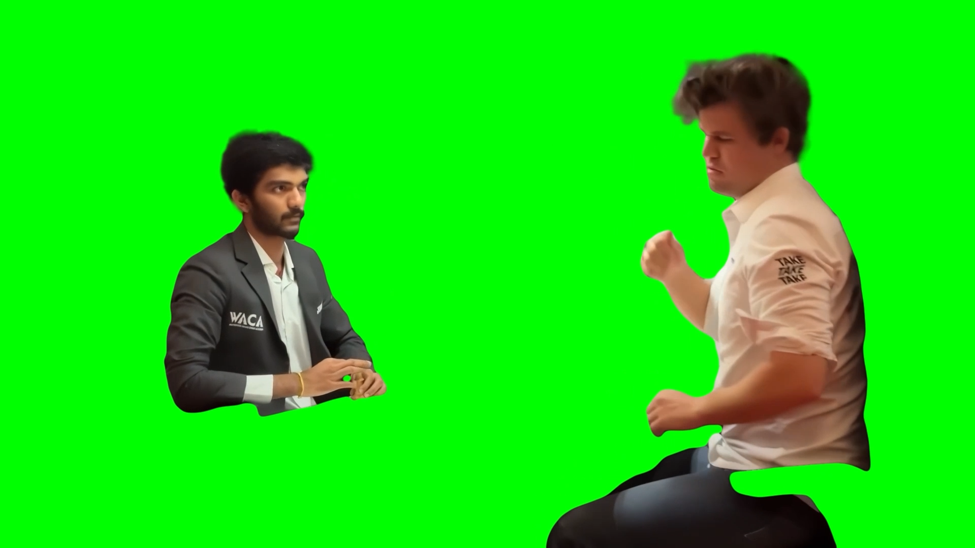 Gukesh defeating Magnus Carlsen meme - Norway Chess 2025 (Green Screen)
