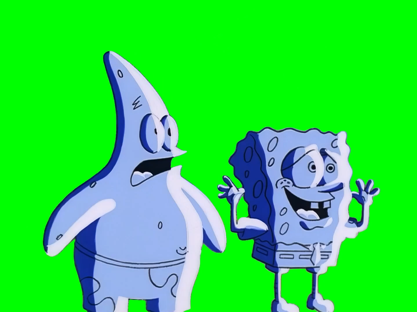 SpongeBob and Patrick watching Squidward getting Electrocuted meme V2 - SpongeBob SquarePants (Green Screen)
