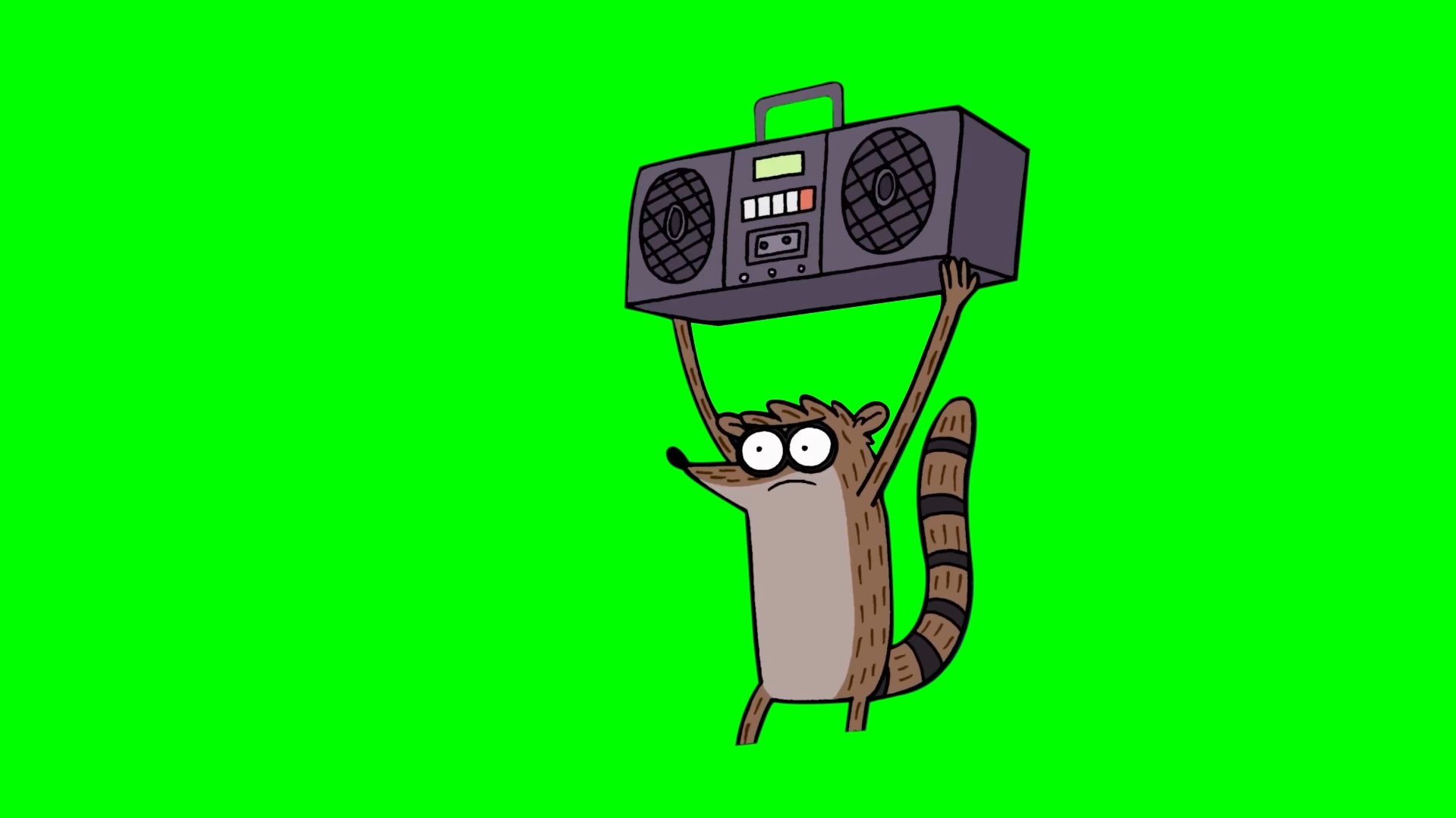 Rigby Boombox meme - Regular Show  (Green Screen)