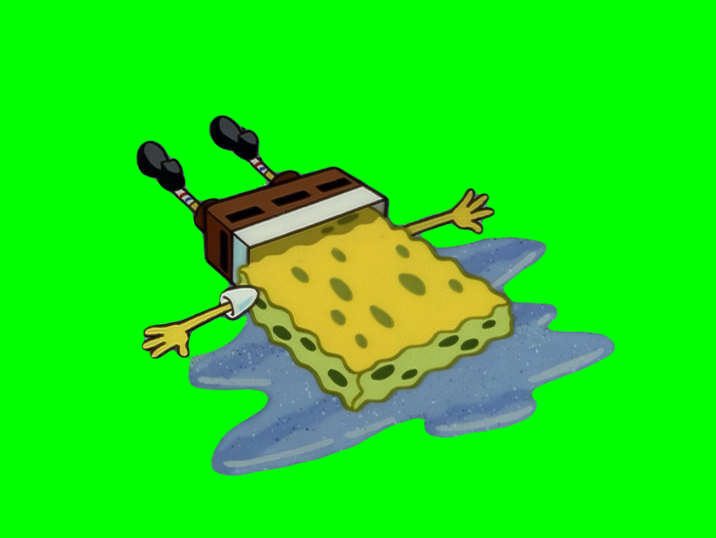 SpongeBob SquarePants Crying on The Ground meme (Green Screen)