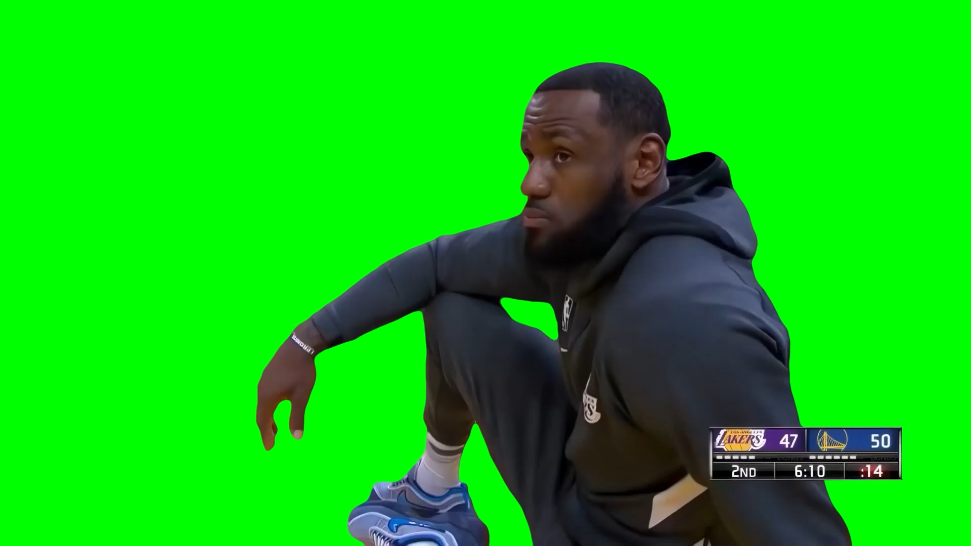 LeBron James staring at the camera (Green Screen)