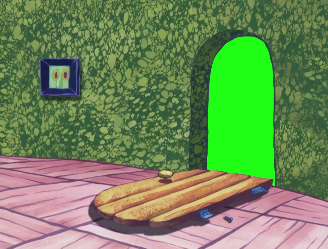 Squidward Kicks Out SpongeBob meme (Green Screen)