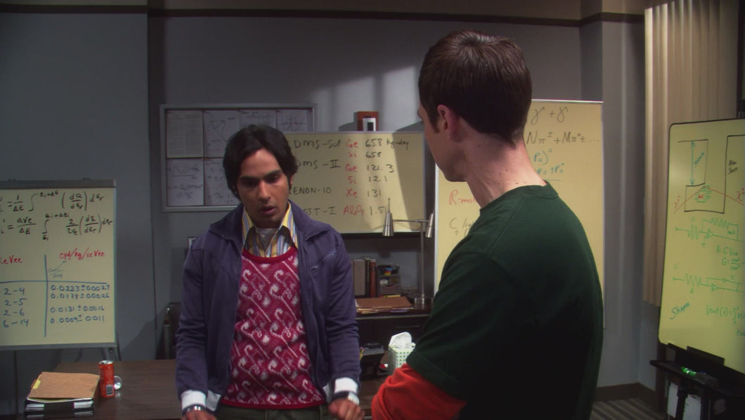 Sheldon and Raj Staring at Whiteboard meme - The Big Bang Theory (Green Screen)
