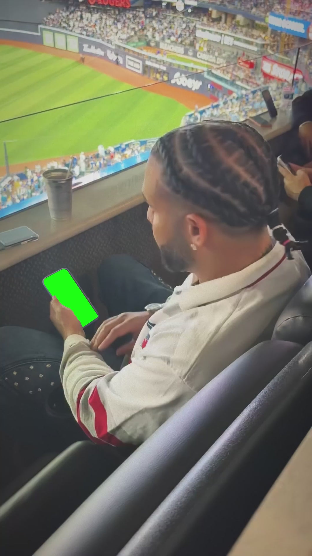Drake Using Phone in Stadium meme (Green Screen)