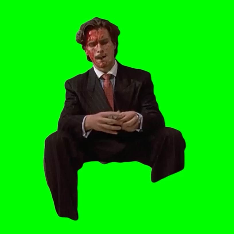 Patrick Bateman smoking after killing Paul Allen - American Psycho (Green Screen)