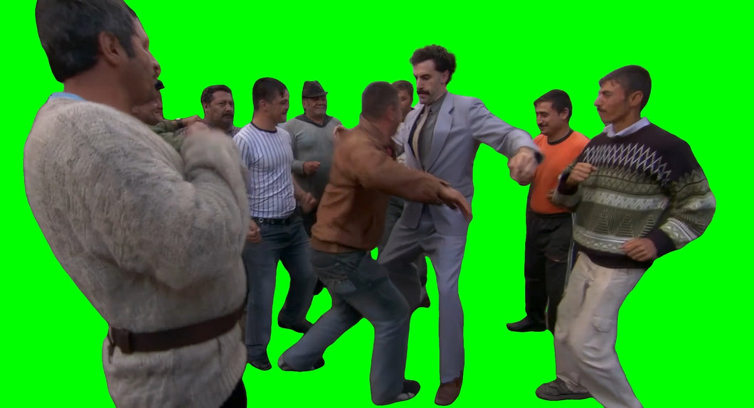 Borat Dancing With Villagers meme V2 (Green Screen)