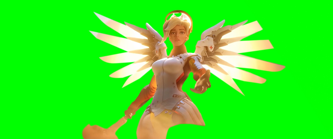 Mercy helping Civilian meme - Overwatch (Green Screen)