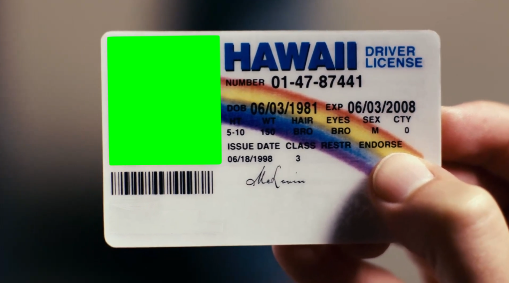 Superbad McLovin Fake ID Card Meme V2 (Green Screen)