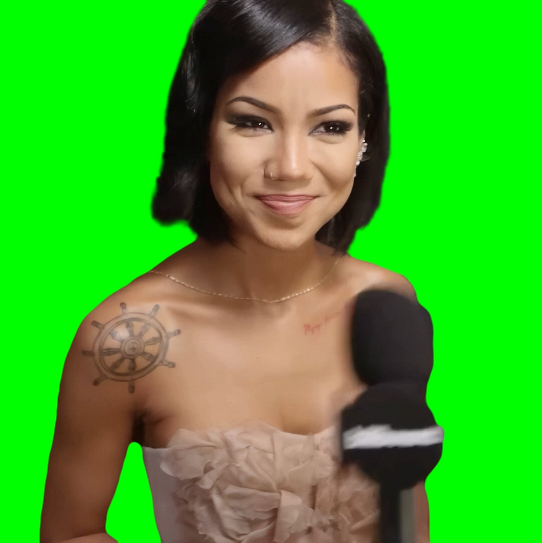 Jhene Aiko eye contact meme (Green Screen)