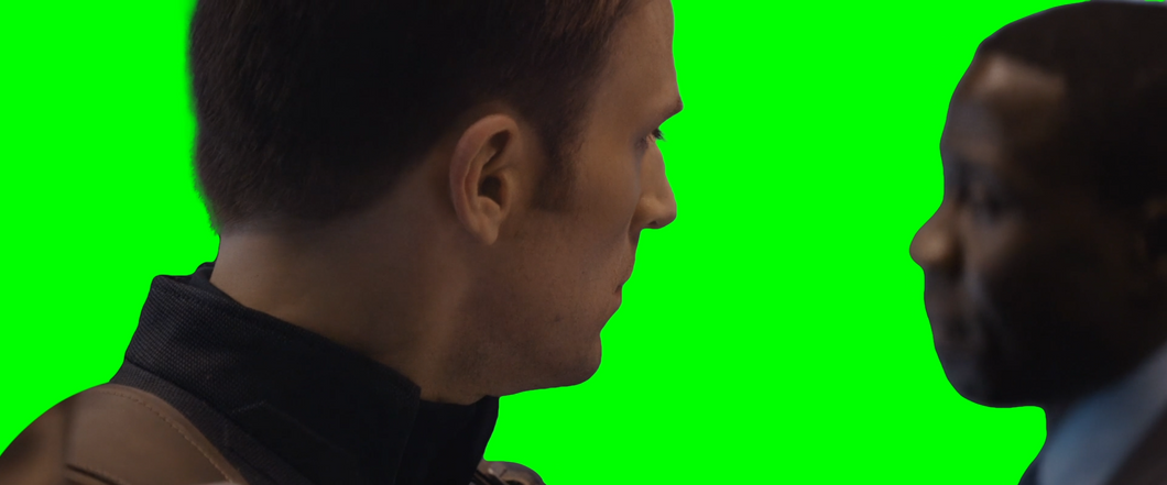 Captain America staring at a Black Man meme (Green Screen)