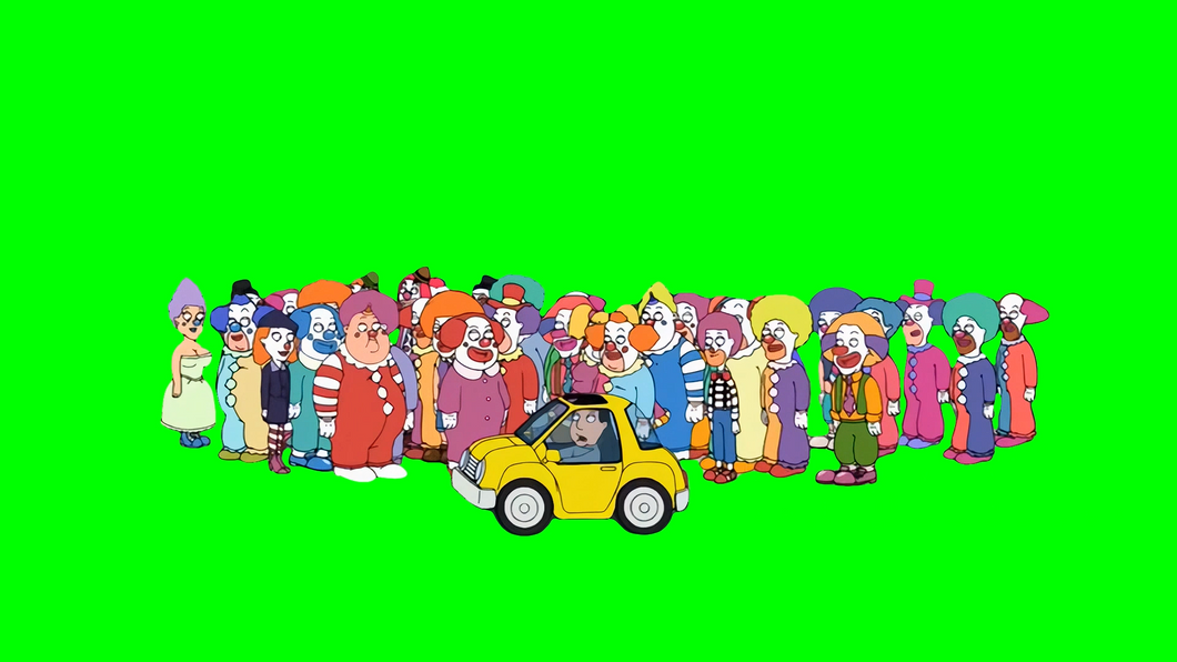 Family Guy Clowns Getting in Tiny Car meme  (Green Screen)