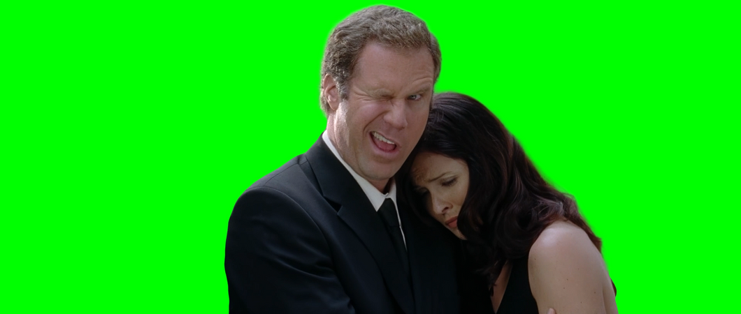 Will Ferrell Hugging Widow at Funeral meme - Wedding Crashers  (Green Screen)