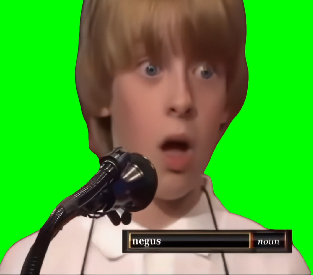 Negus Spelling Bee meme (Green Screen)