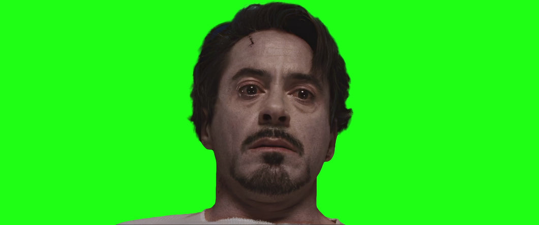 Iron Man Looking Sad meme (Green Screen)