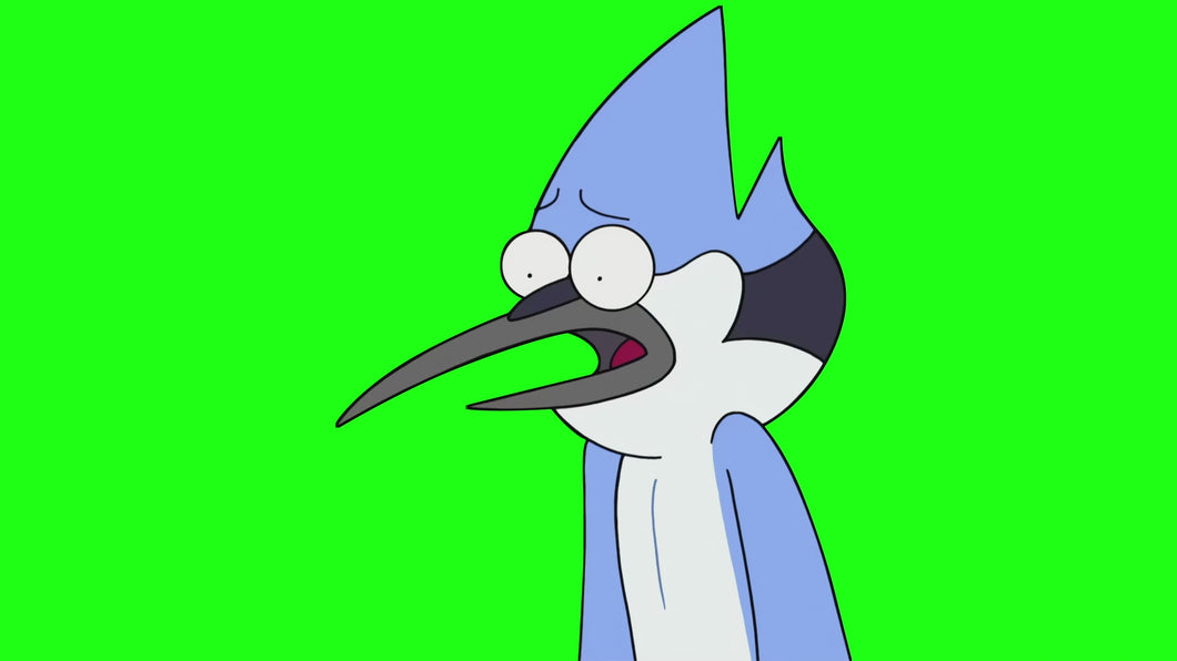 Mordecai Depressed in Bedroom meme - Regular Show (Green Screen)