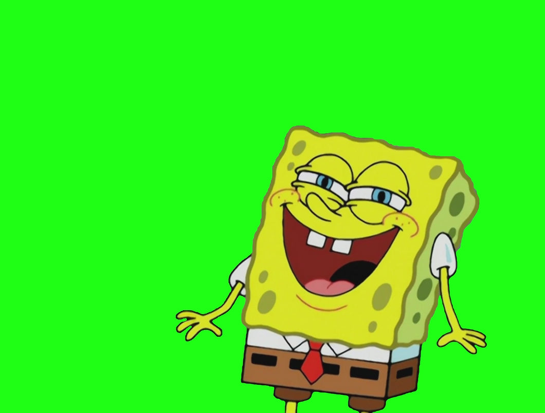 SpongeBob Going Crazy and Laughing meme (Green Screen)