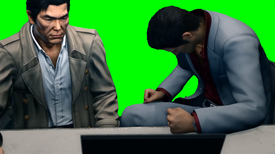 Kiryu Slams Desk Meme - Yakuza Kiwami 2 (Green Screen)
