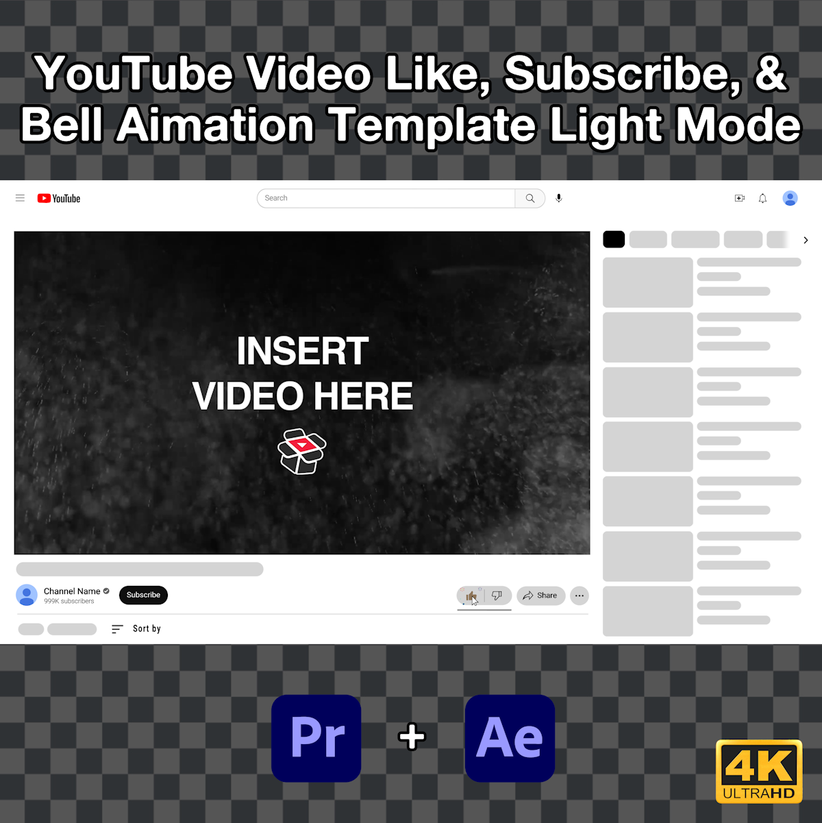 YouTube Like, Subscribe & Bell Animation | Light Mode
