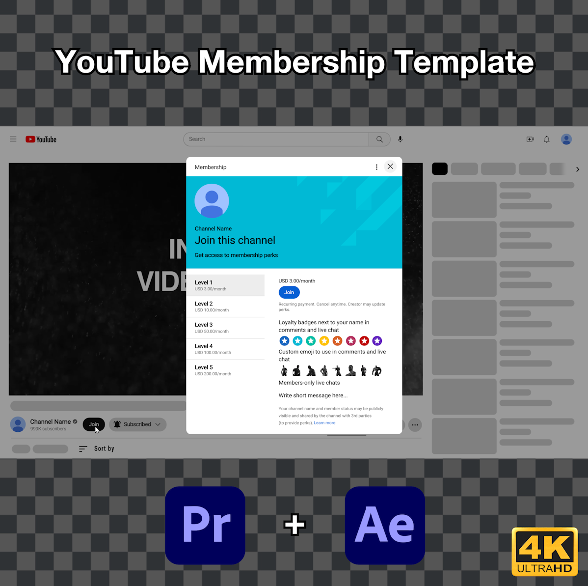 YouTube Membership Join Animation | Light Mode