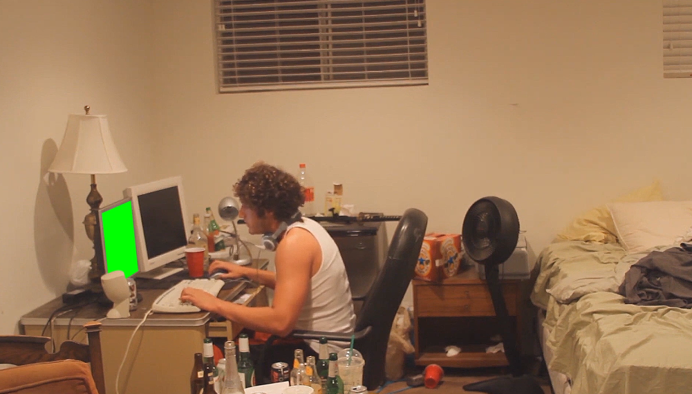 Gamer Destroys Computer With Samurai Sword (Green Screen)