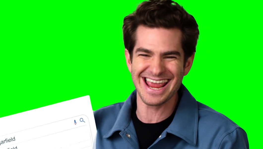 Andrew Garfield Weird Laugh during interview (Green Screen)