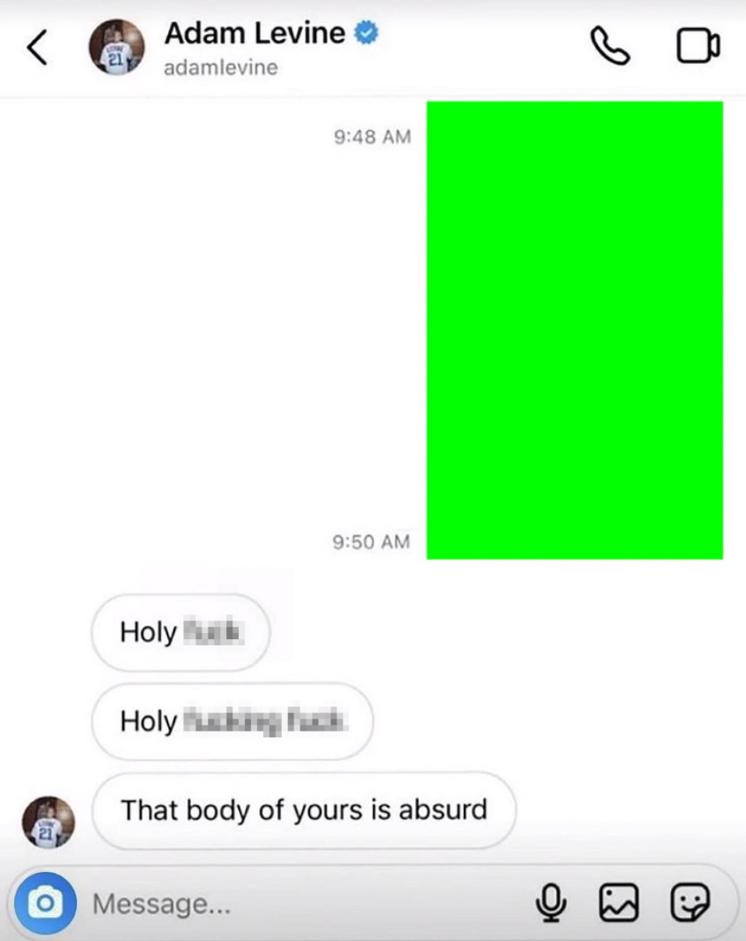 Adam Levine Messages Meme (Green Screen)