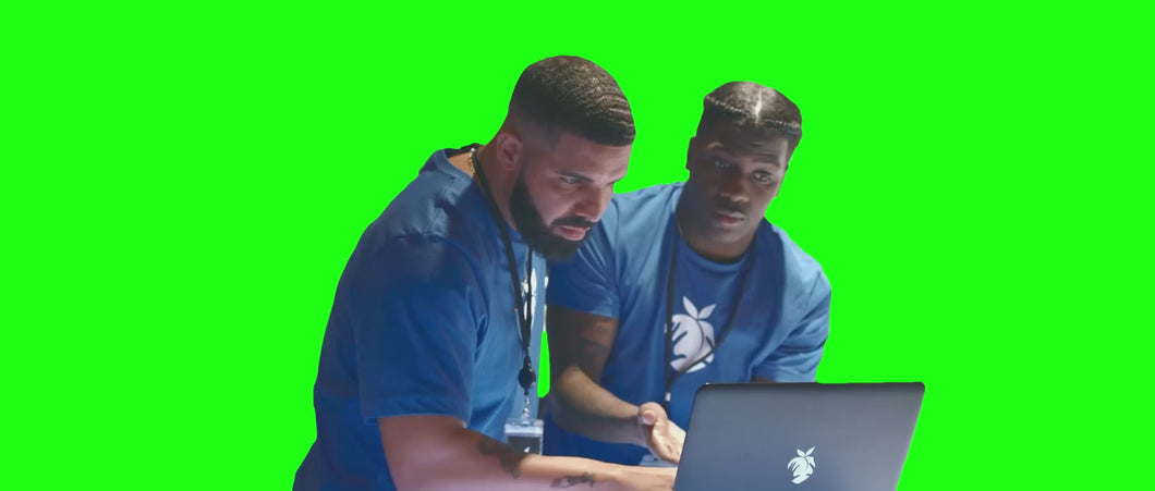 Drake Helping Lil Yachty on the Laptop Computer (Green Screen)