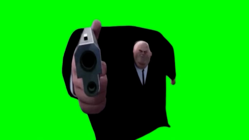 Kingpin Points Gun At Spiderman (Green Screen)