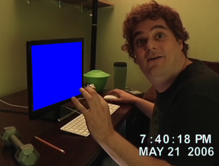 Scary Maze Jump Scare - Guy Punches Computer Screen (Longer Version) (Green Screen)