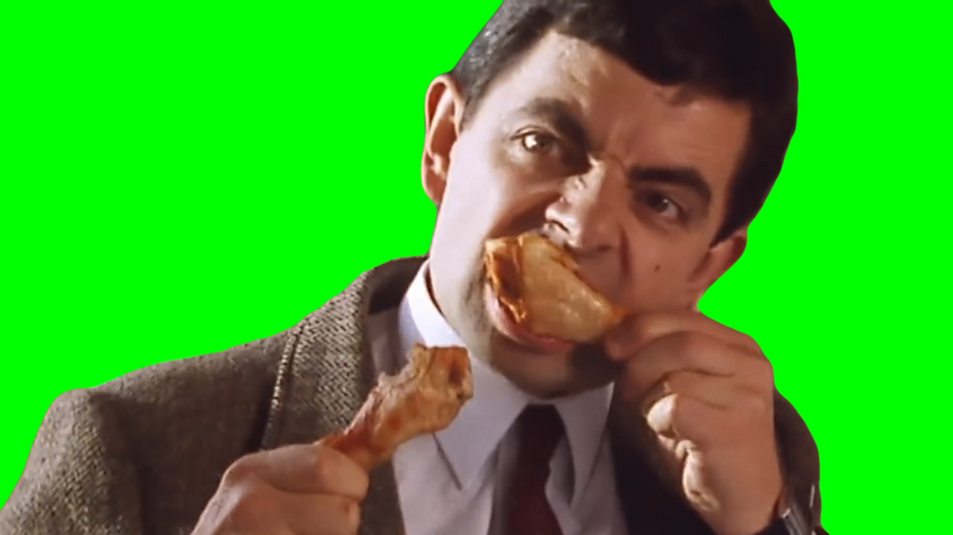 Mr. Bean Eating Chicken V2 (Green Screen)